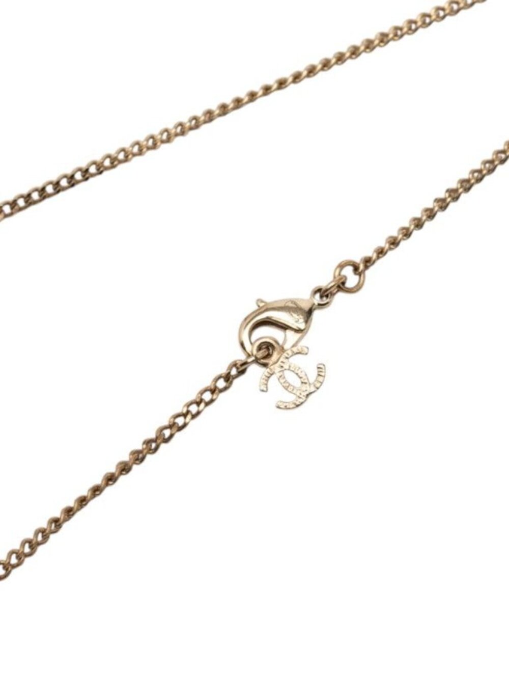 Chanel CC Logo Necklace Gold Plated Rhinestone - Picture 5 of 6